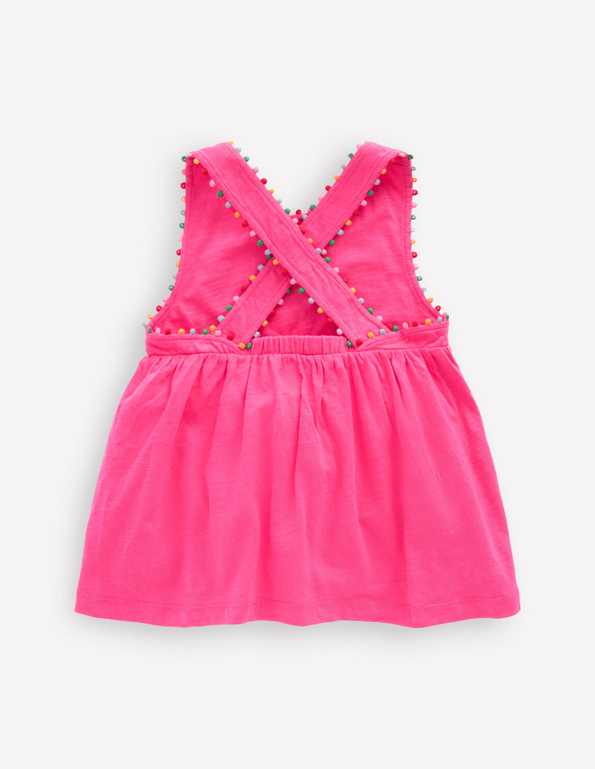Cross-back Pom Top-Flamingo Pink - Image 1