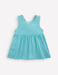 Cross-back Pom Top-Caribbean Blue