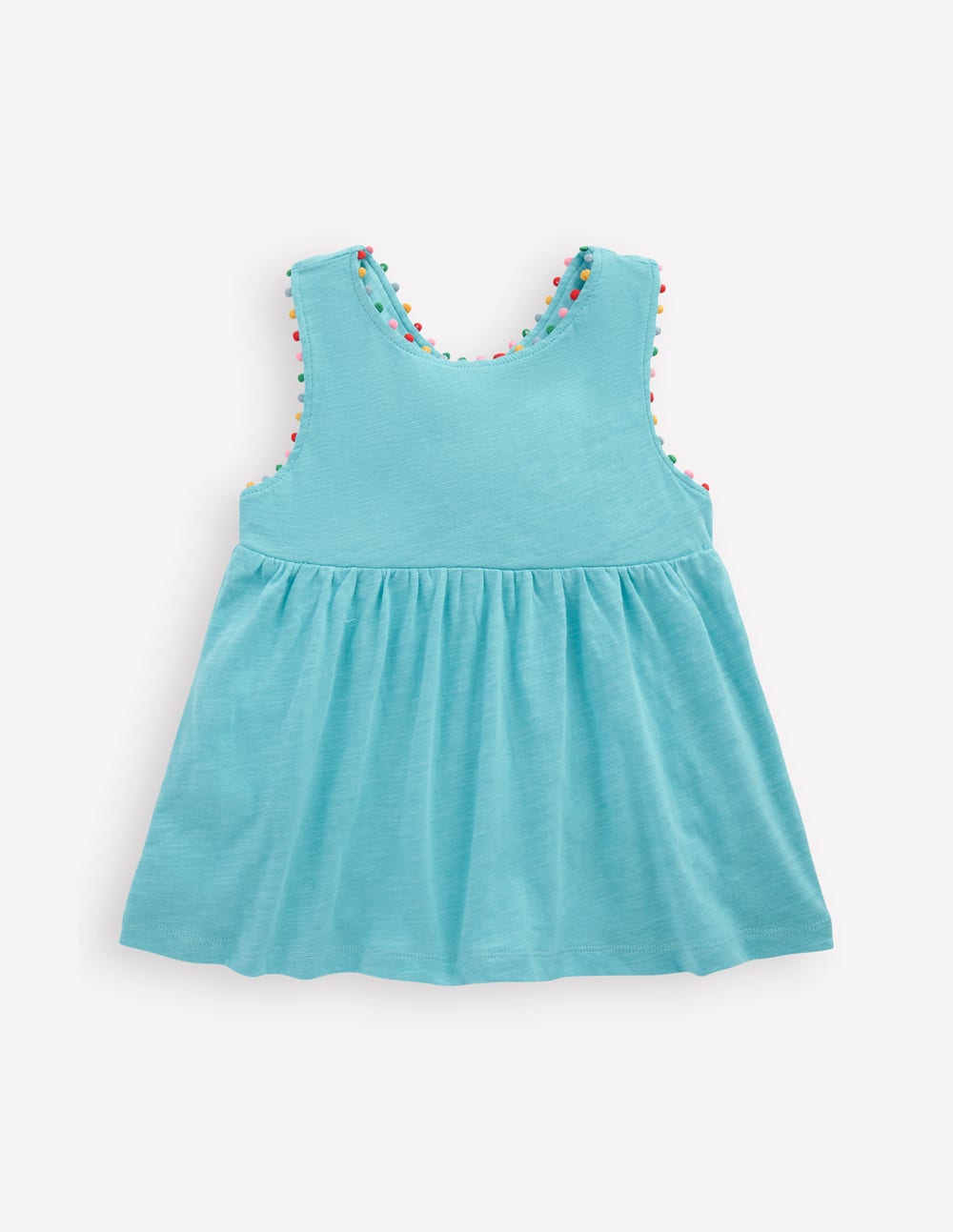Cross-back Pom Top-Caribbean Blue - Image 1