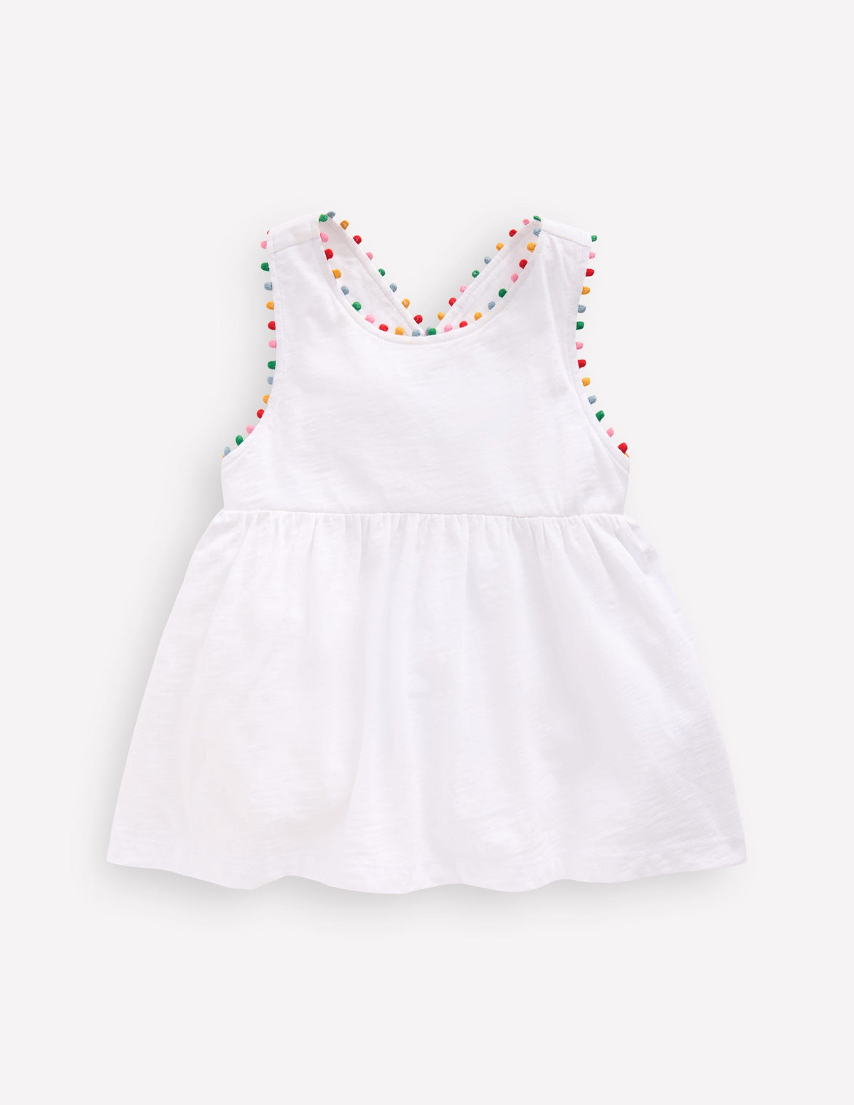 Cross-back Pom Top-White - Image 1