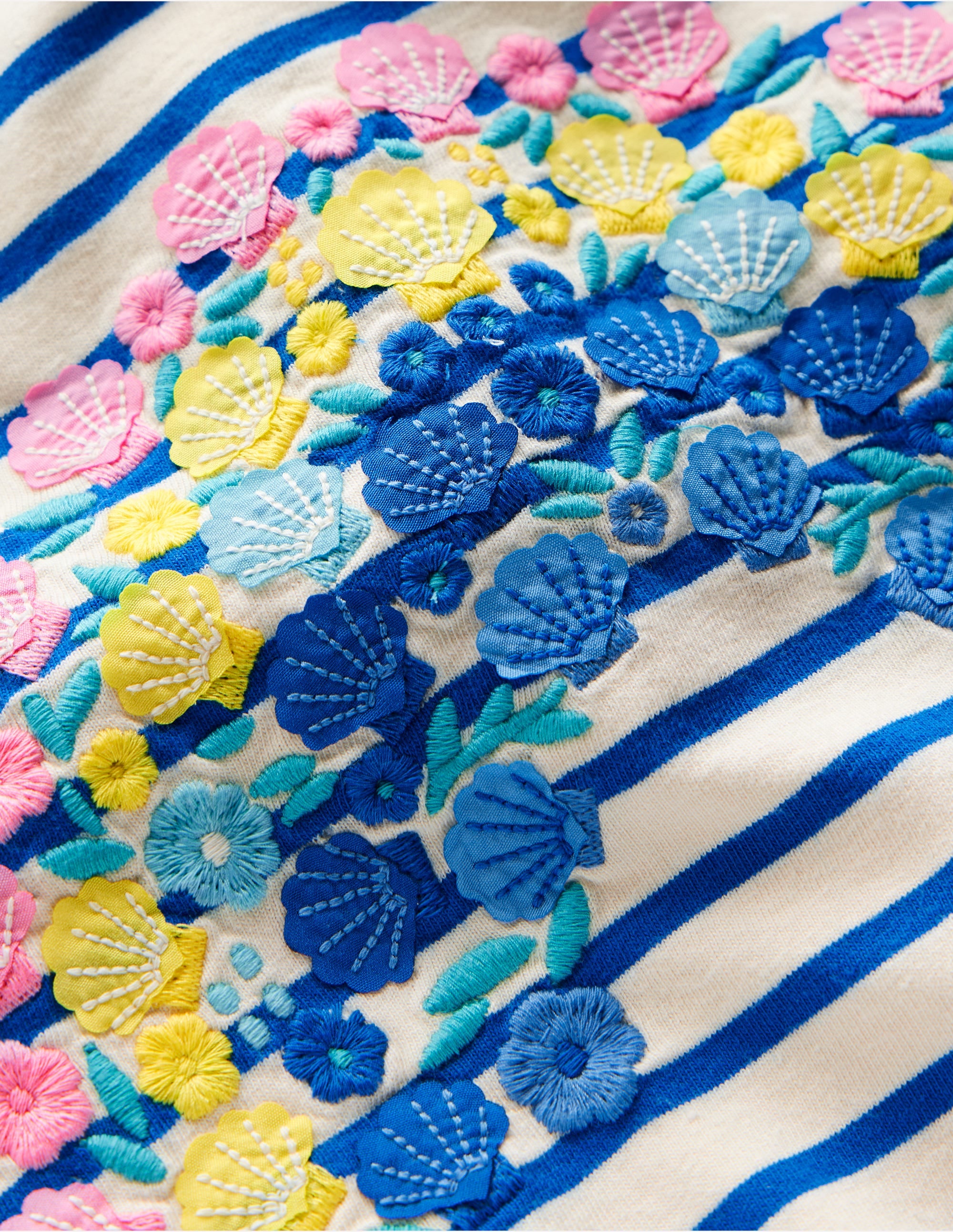 Short Sleeve Appliqué T-shirt-Peacock Plume Blue/Soft Ivory - Image 3