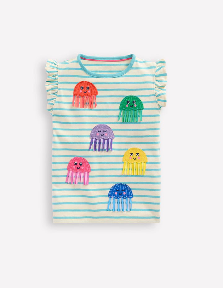 Flutter Short Sleeve T-shirt-Caribbean Blue Jellyfish