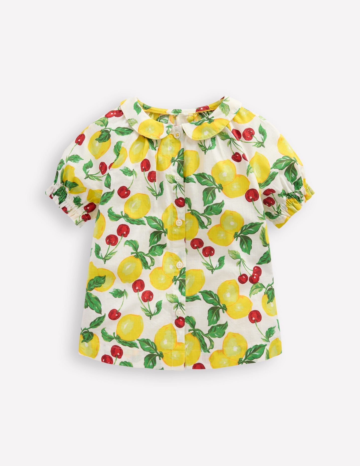 Woven Collared Top-Lemons and Cherries