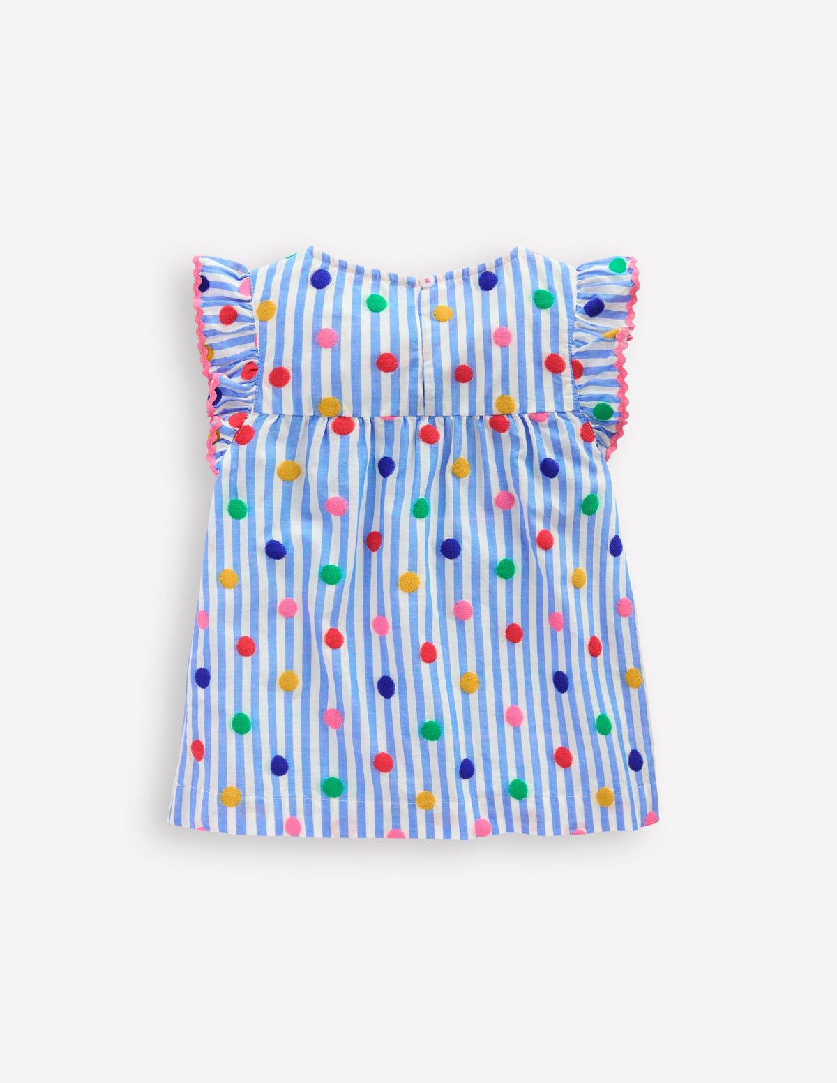Frill Sleeve Woven Top-Peacock Plume Blue Spot - Image 2