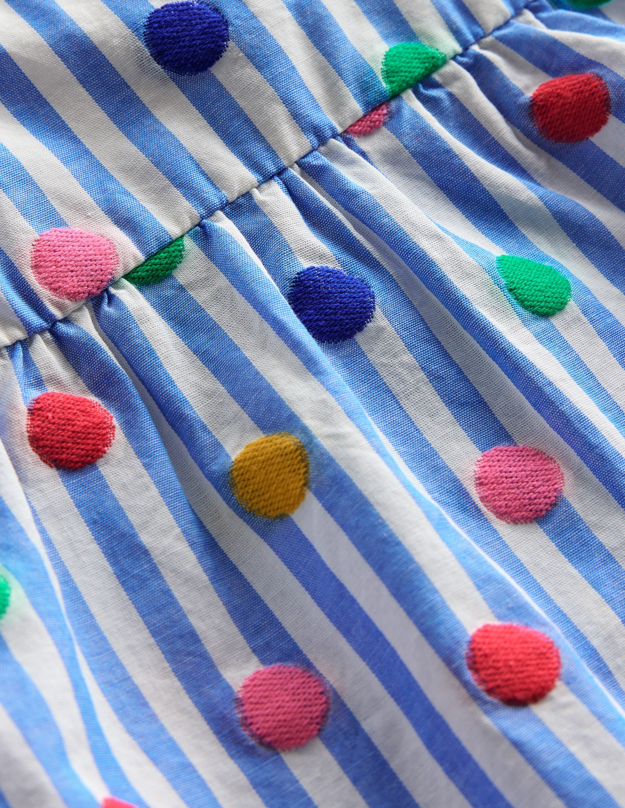Frill Sleeve Woven Top-Peacock Plume Blue Spot - Image 3