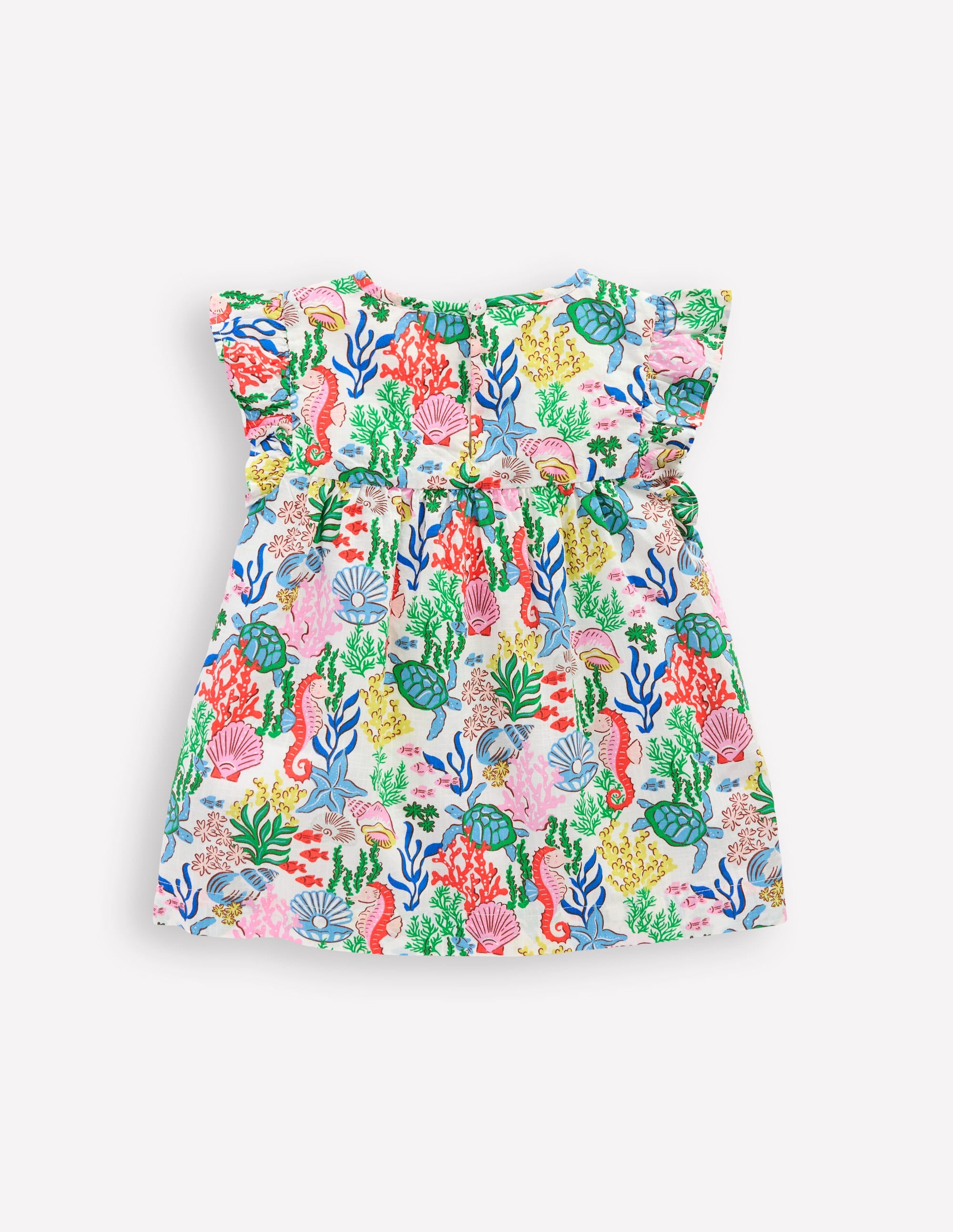 Frill Sleeve Woven Top-Multi Coral Cove - Image 2