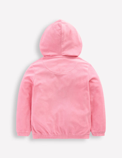 Zip-Through Towelling Hoodie-Chalk Pink Fruit