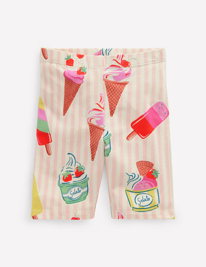 Biker Shorts-Pink Ice Cream Stripe