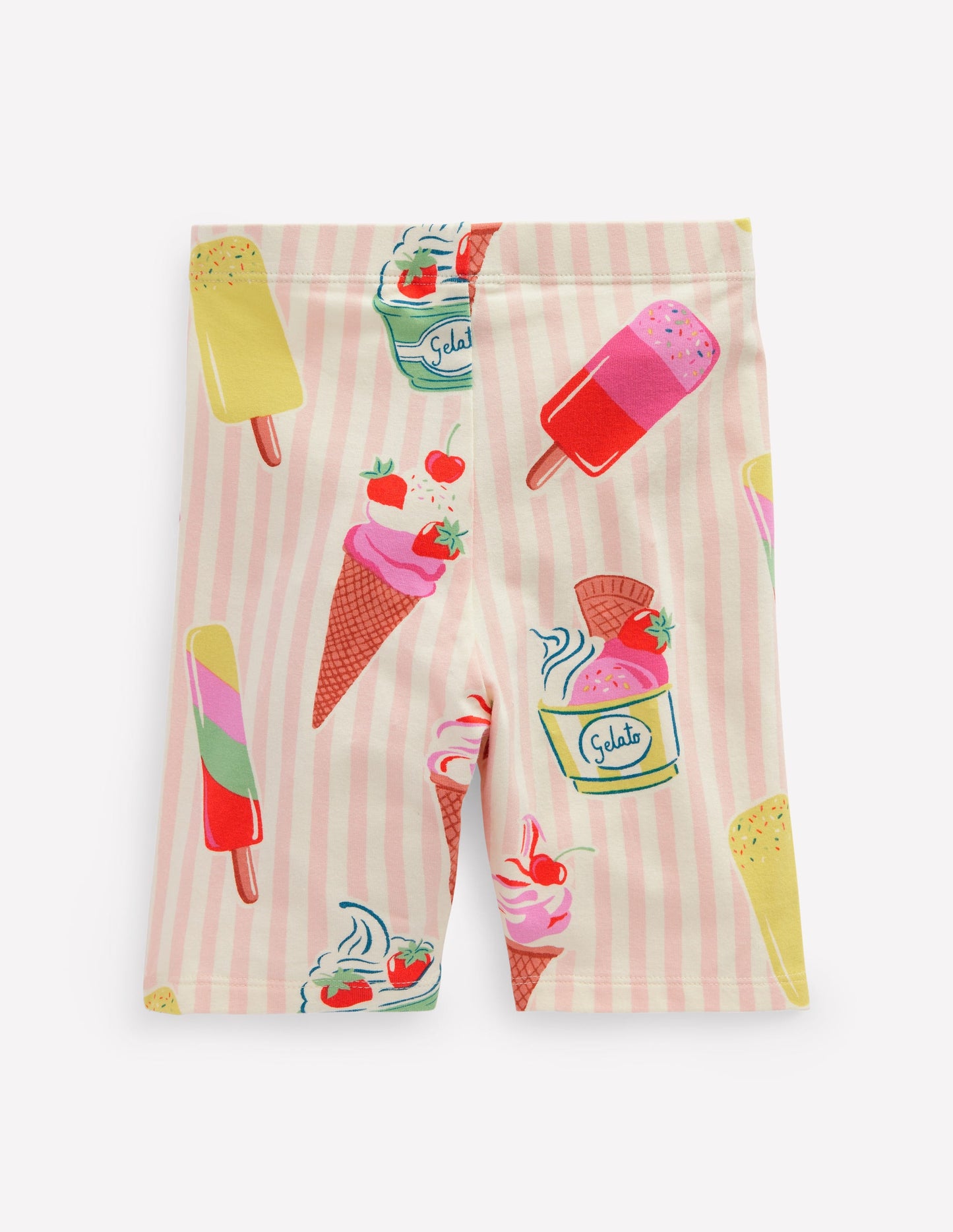 Biker Shorts-Pink Ice Cream Stripe