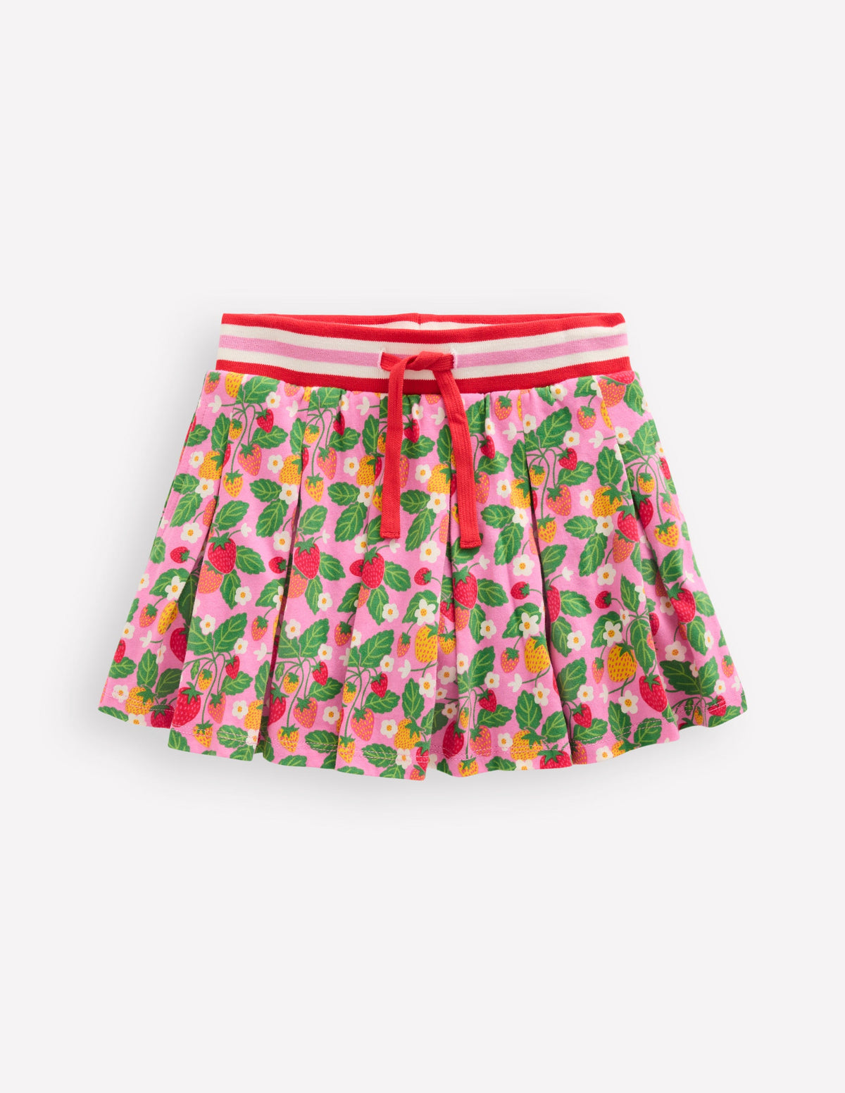 Pleated Jersey Skort-Cosmos Pink Strawberry Patch - Image 1
