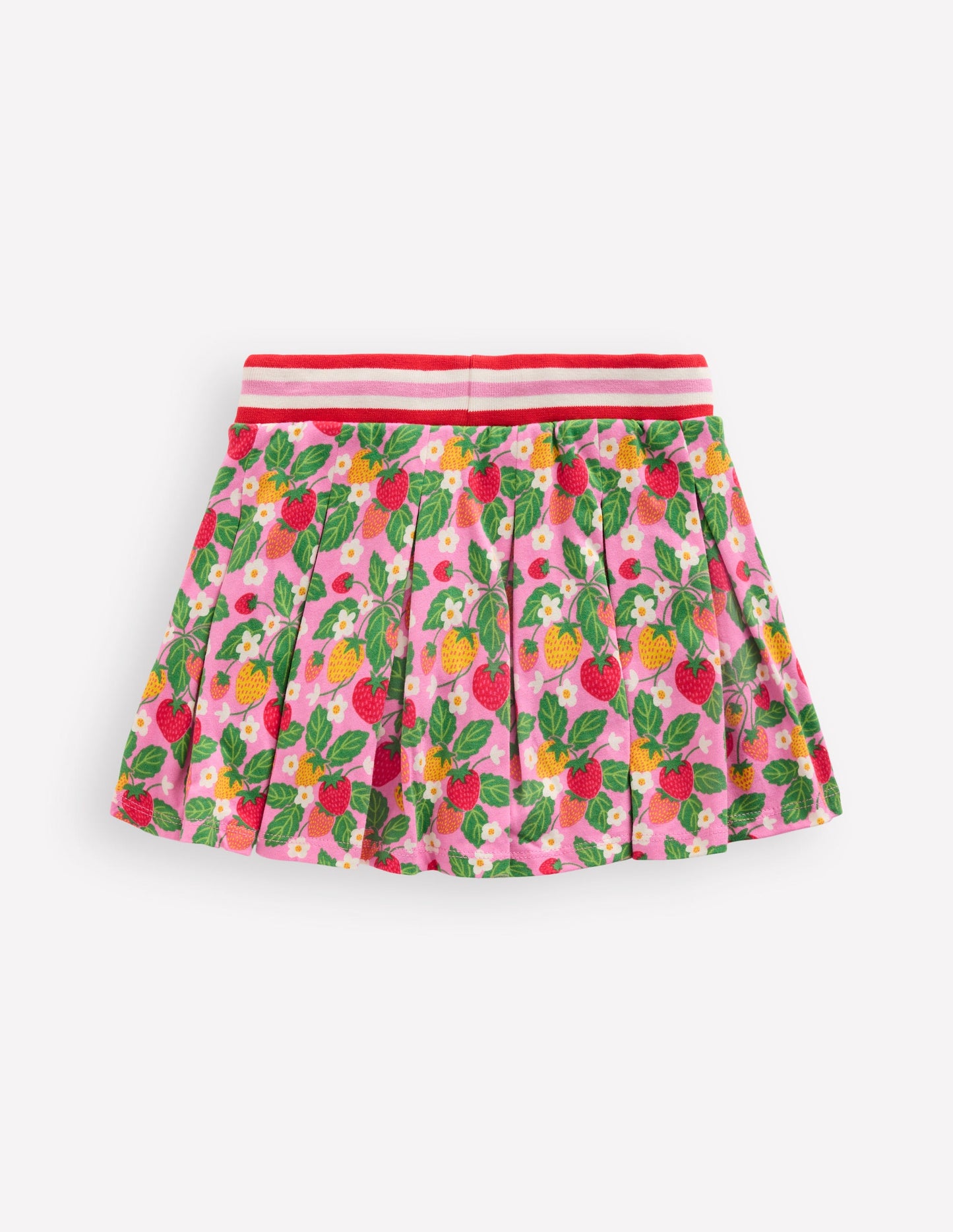 Pleated Jersey Skort-Cosmos Pink Strawberry Patch