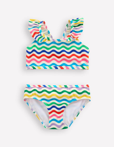 Frill Strap Bikini-Multi Wave