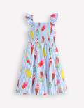 Willa Shirred Jersey Dress-Vintage Blue Ice Cream Stripe