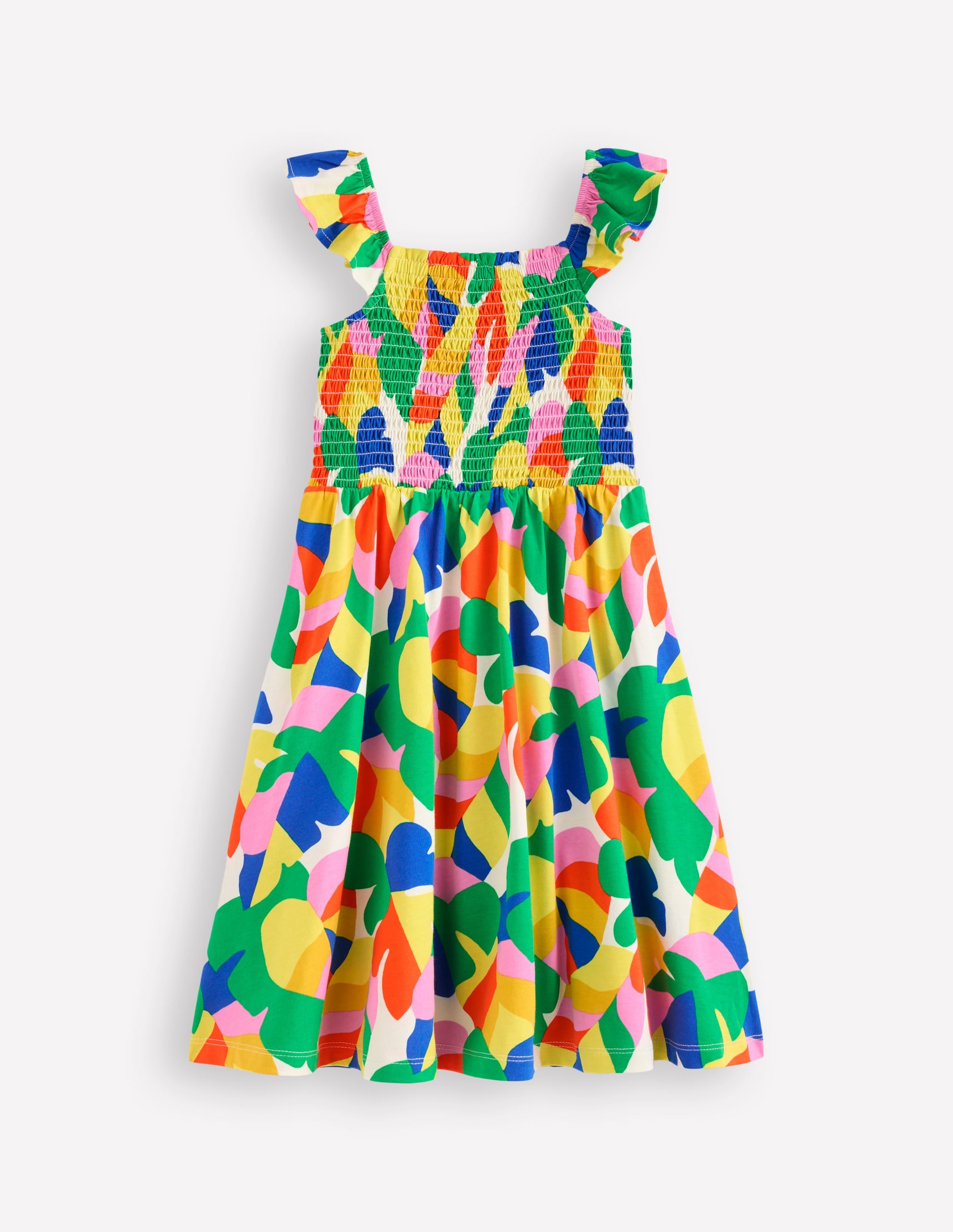 Willa Shirred Jersey Dress-Multi Abstract Palm - Image 1