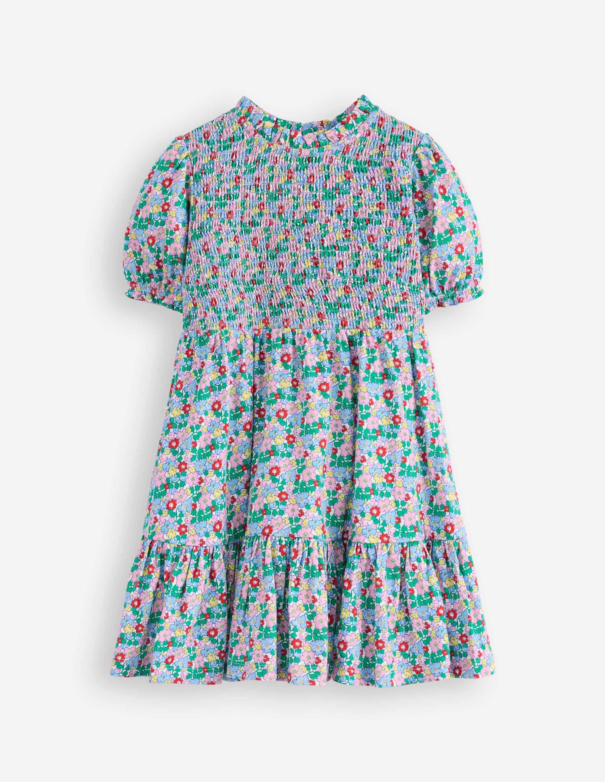 Aurora Shirred Twirly Dress-Multi Flowerbed - Image 1