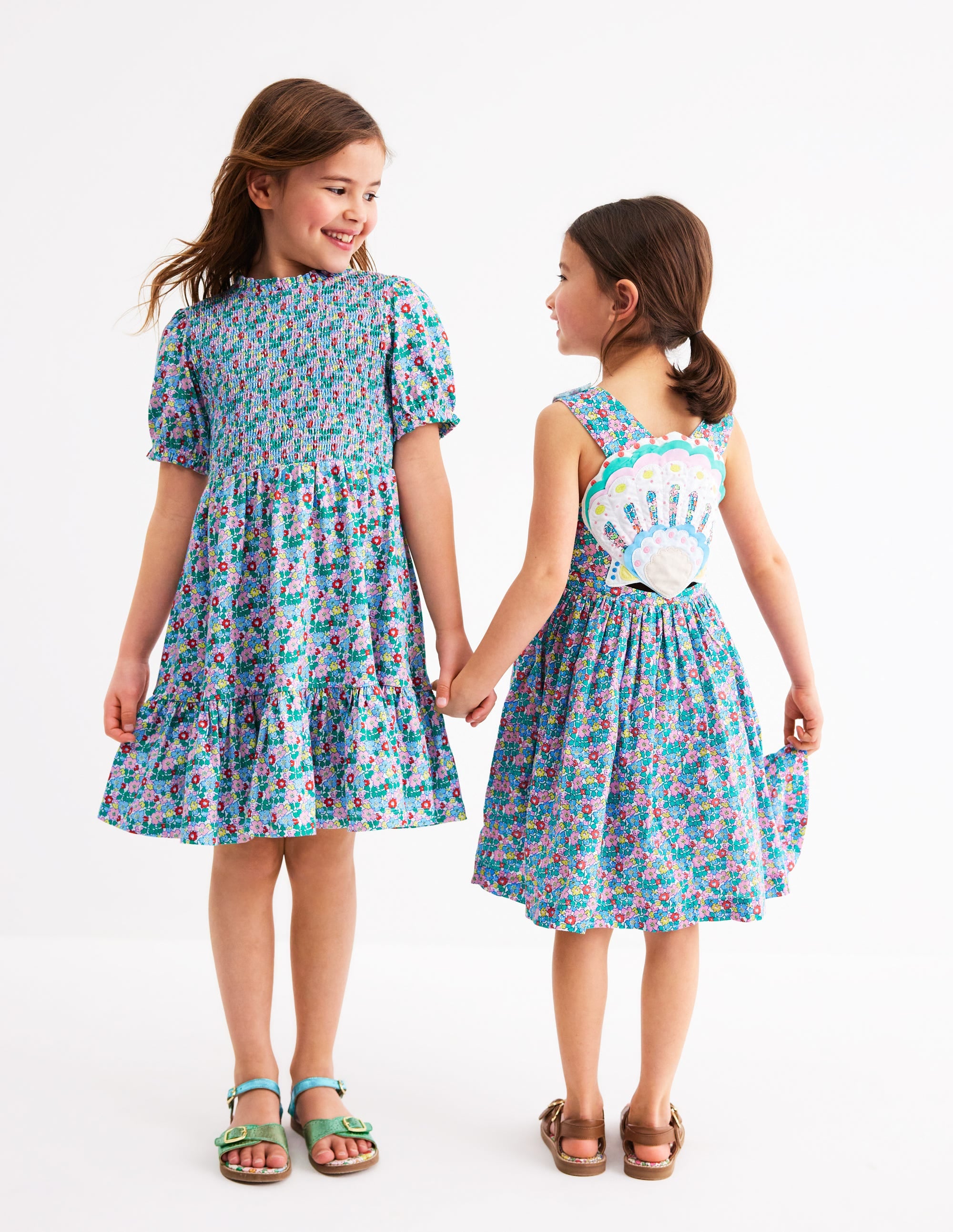 Aurora Shirred Twirly Dress-Multi Flowerbed - Image 4