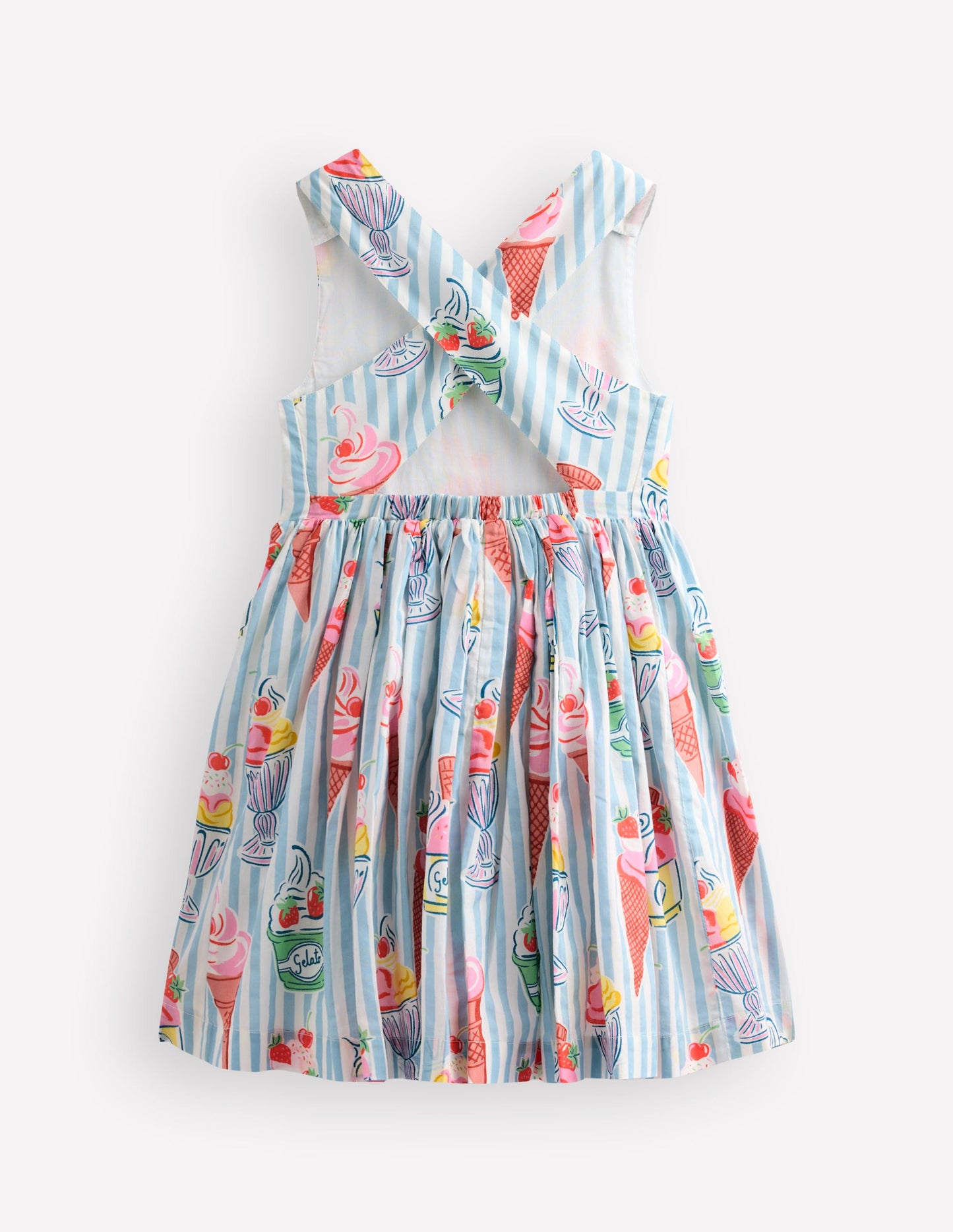 Harper Cross-Back Dress-Vintage Blue Ice Cream Stripe