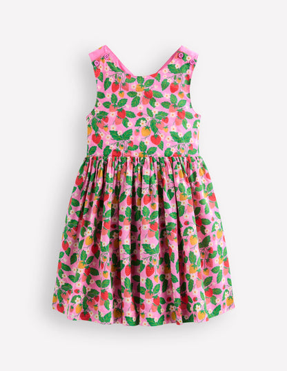 Harper Cross-Back Dress-Cosmos Pink Strawberry Patch