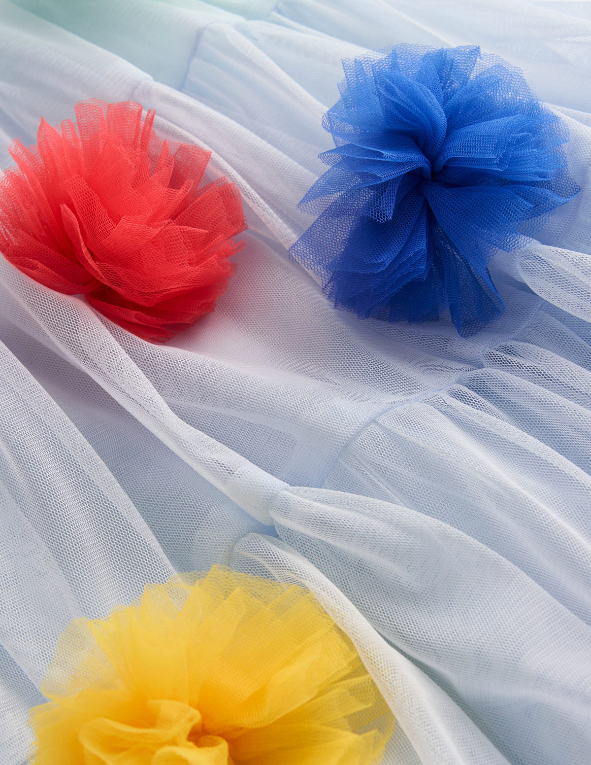 Rainbow Ombre Tulle Dress-Blue Multi Pom - Image 3