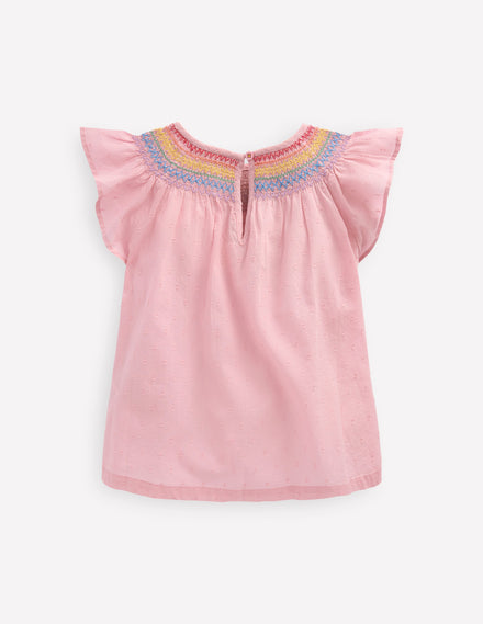 Woven Smocked Top-Vintage Pink