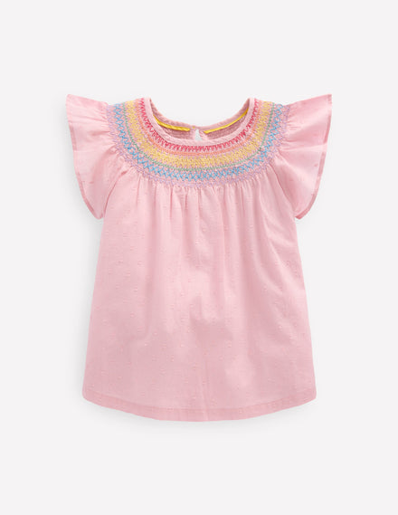 Woven Smocked Top-Vintage Pink