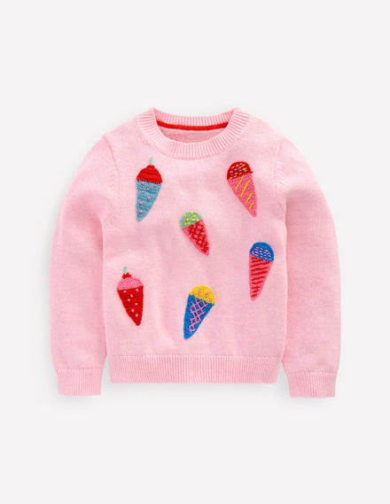 Karina Fun Crochet Sweater-Soft Pink Ice Creams