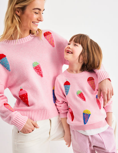 Karina Fun Crochet Sweater-Soft Pink Ice Creams