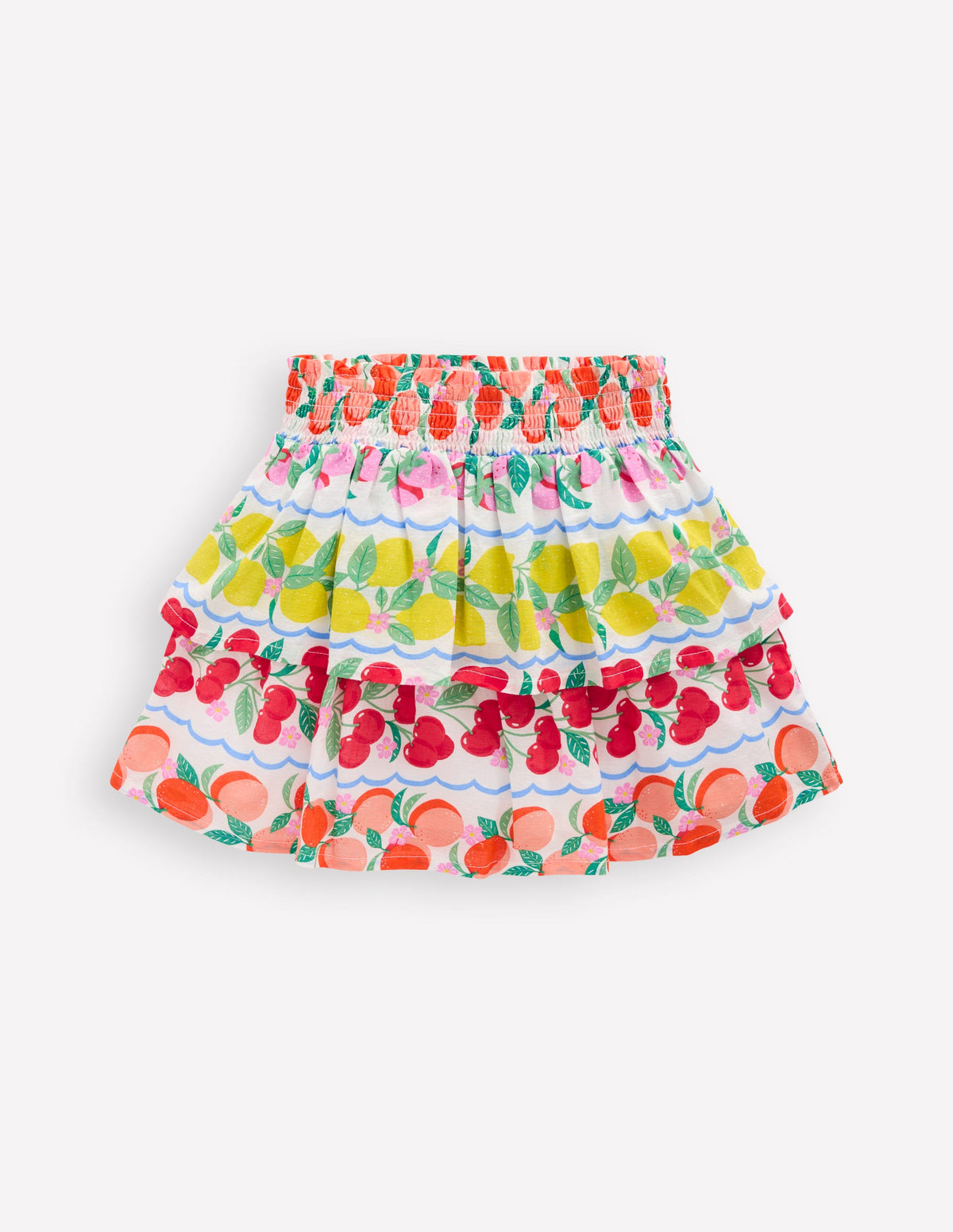 Tiered Woven Skirt-Rainbow Fruit Stripe - Image 1