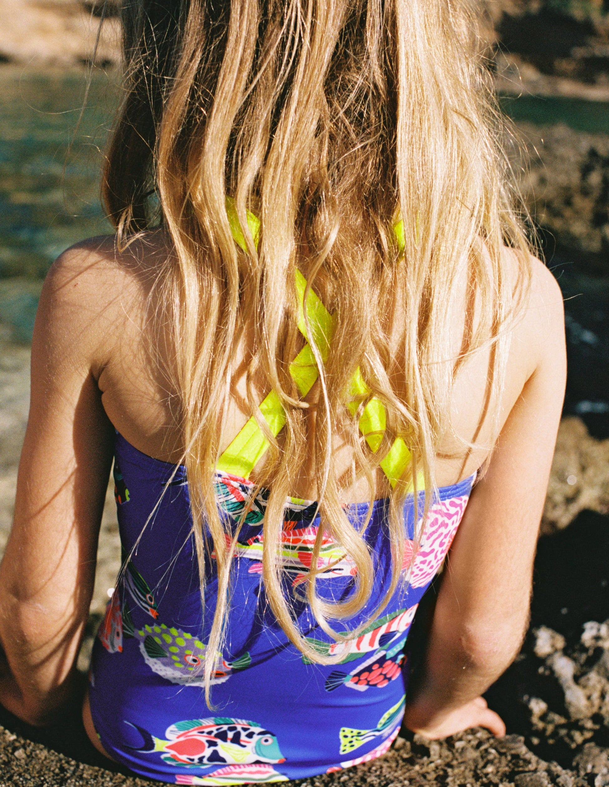 Cross-back Printed Swimsuit-Blue Heron Fish-5