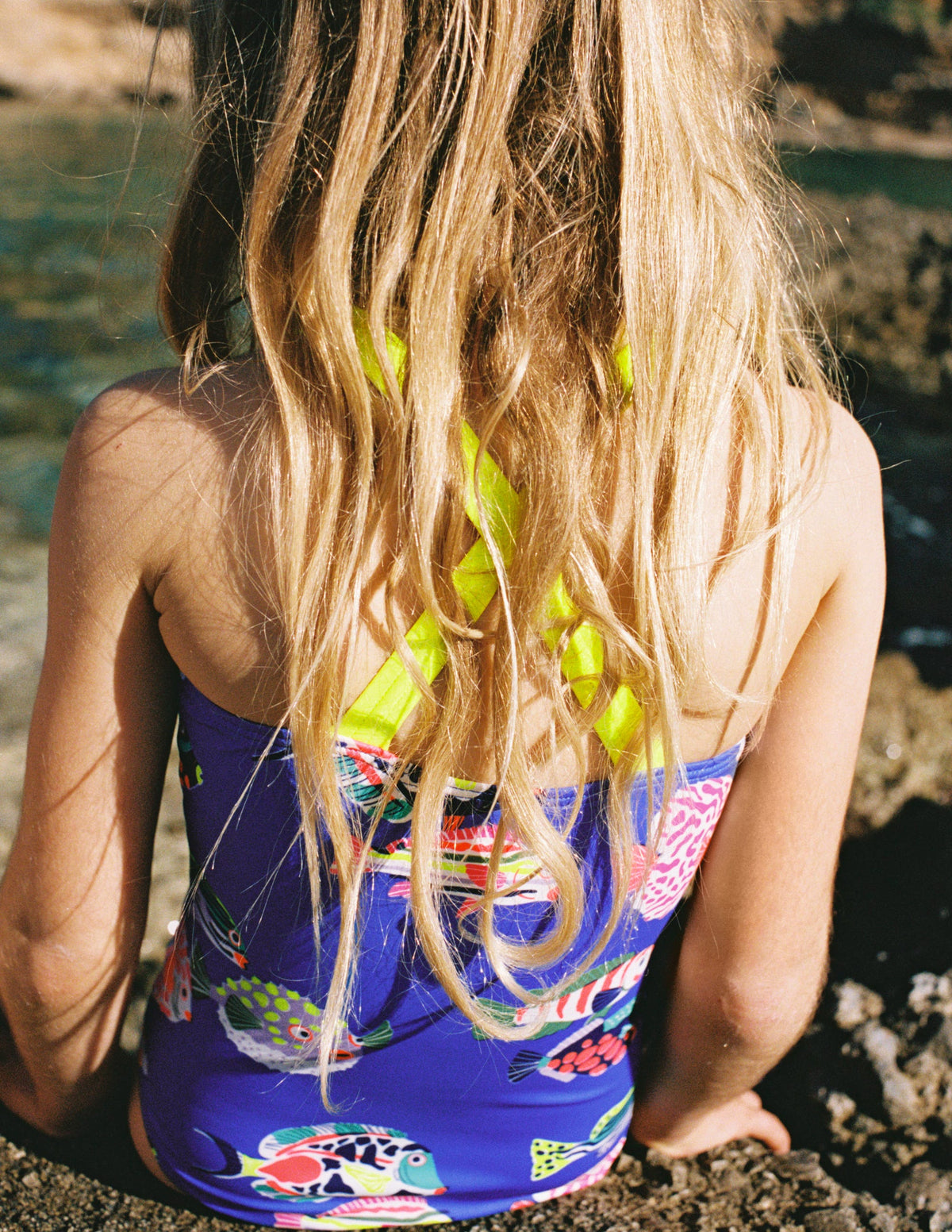 Cross-back Printed Swimsuit-Blue Heron Fish - Image 5