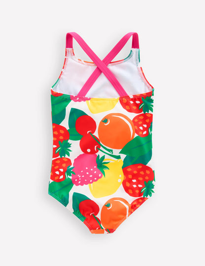 Cross-Back Printed Swimsuit-Multi Giant Fruit