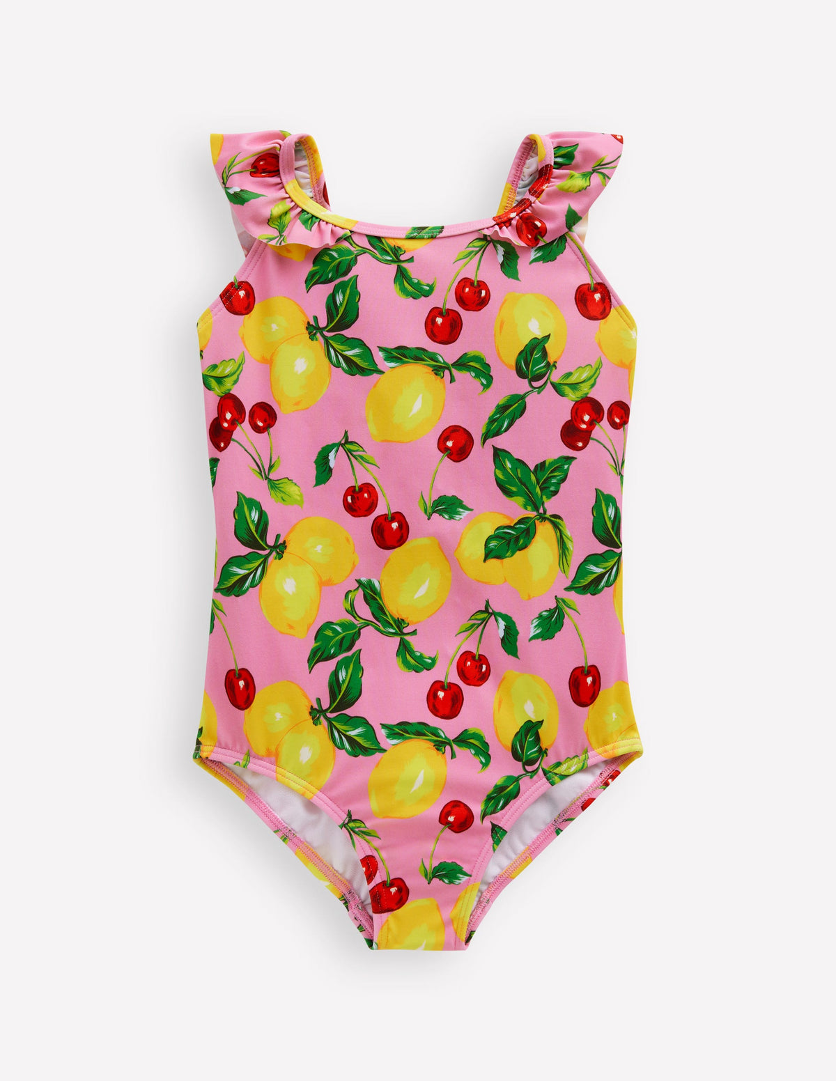 Hallie Frill Strap Swimsuit-Cosmos Pink Lemons & Cherries - Image 1