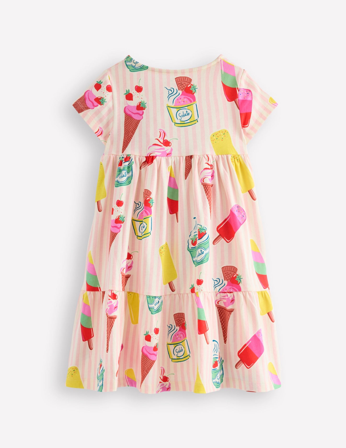 Ariel Twirly Jersey Dress-Chalk Pink Ice Cream Stripe