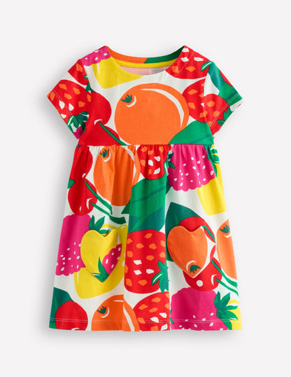 Short Sleeve Printed Tunic-Multi Giant Fruit