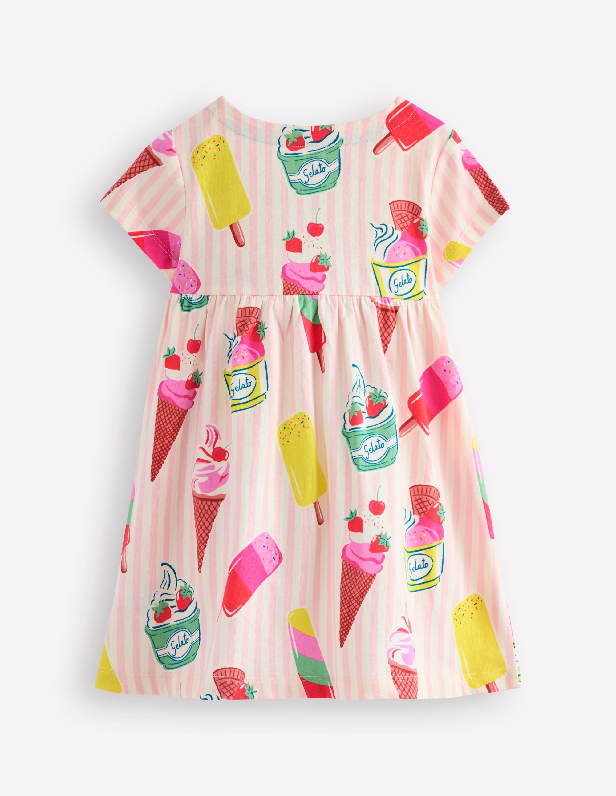 Short Sleeve Printed Tunic-Vintage Pink Ice Cream Stripe - Image 2