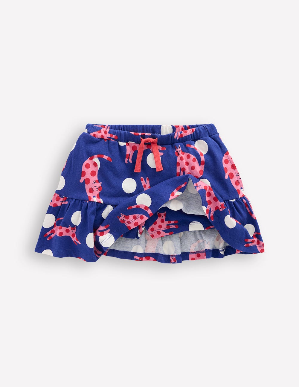 Tiered Jersey Skort-Bright Blue Spotty Cats - Image 4