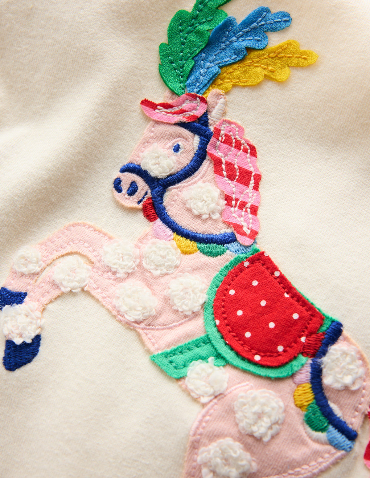 Puff Sleeve Applique Top-Soft Ivory Horse - Image 3