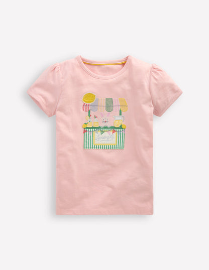 Puff Sleeve Appliqué T-shirt-Chalk Pink Lemonade Bunny