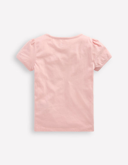 Puff Sleeve Appliqué T-shirt-Chalk Pink Lemonade Bunny