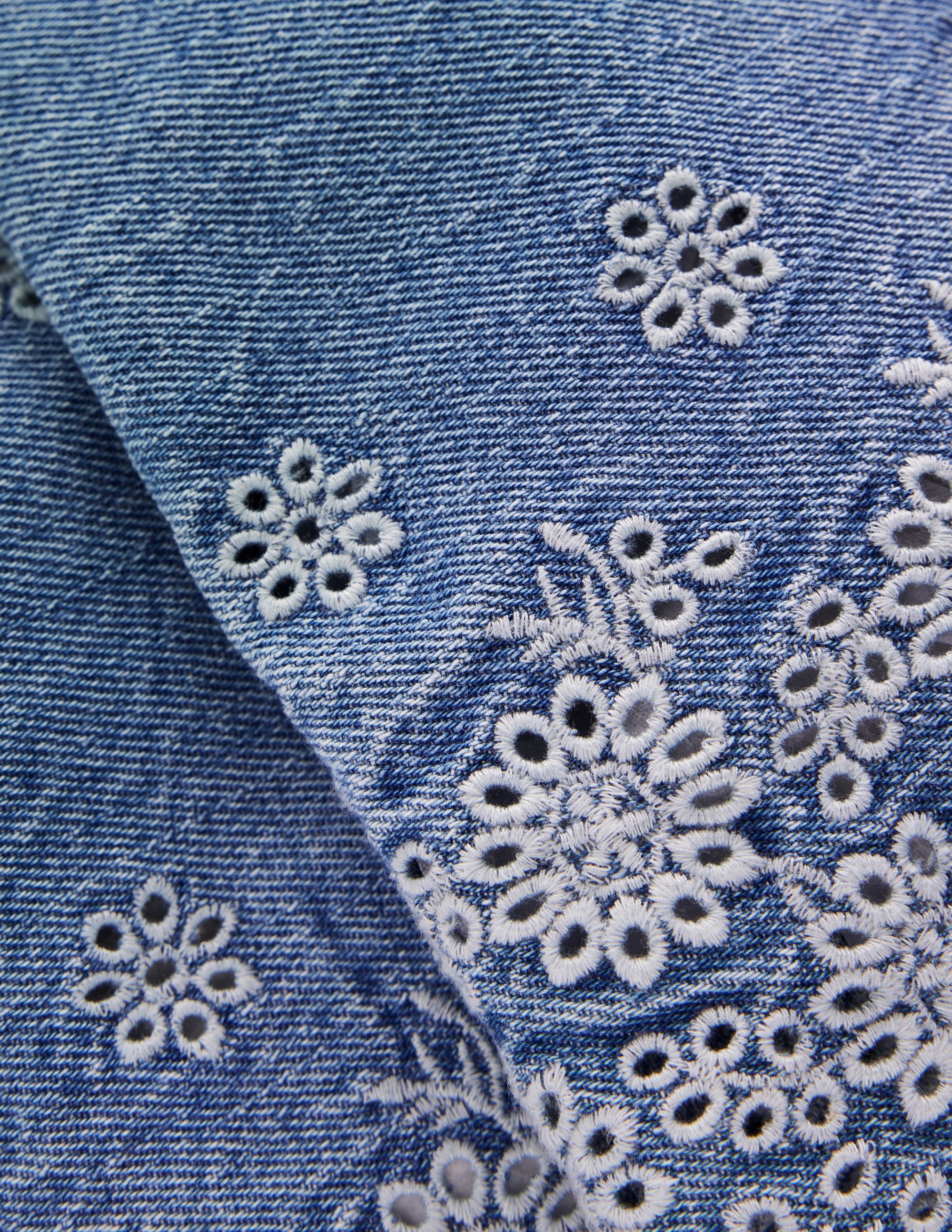 Broderie Hem Pants-Denim - Image 3