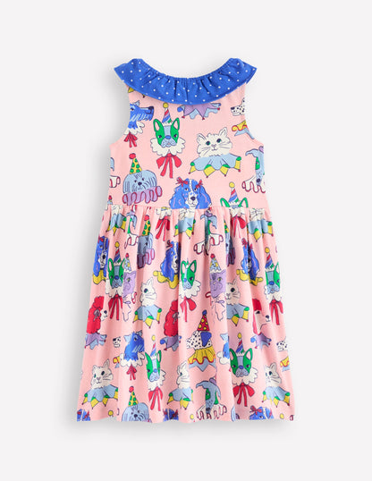 Ruffle Neck Jersey Dress-Chalk Pink Parade Pets-2