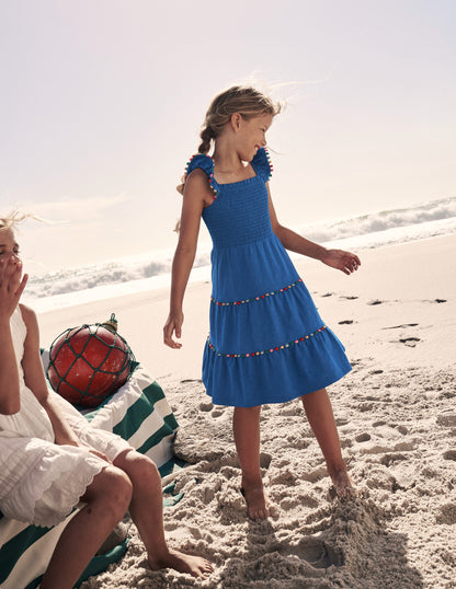 Addison Twirly Pom Dress-Bright Blue-4