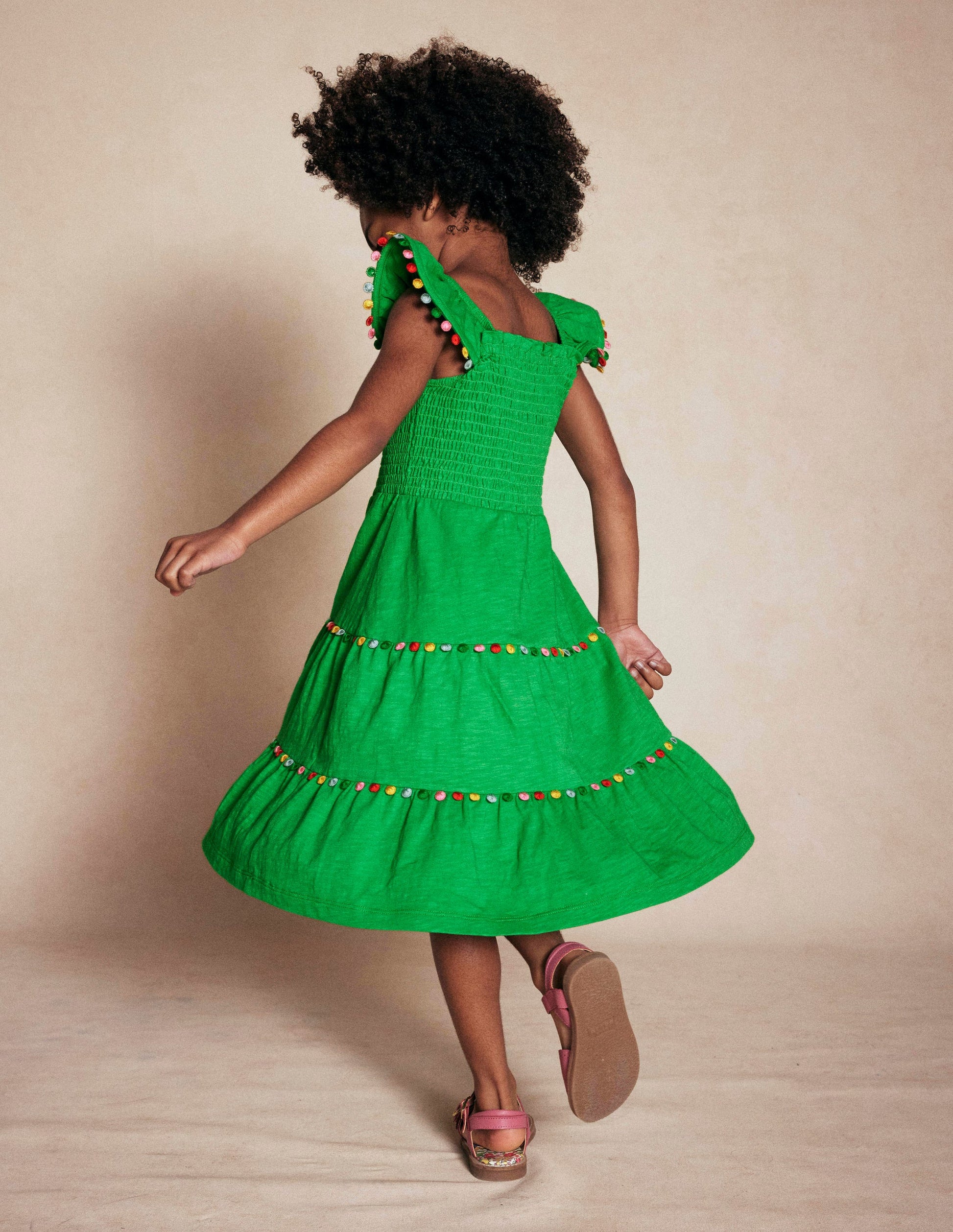 Addison Twirly Pom Dress-Sapling Green-4