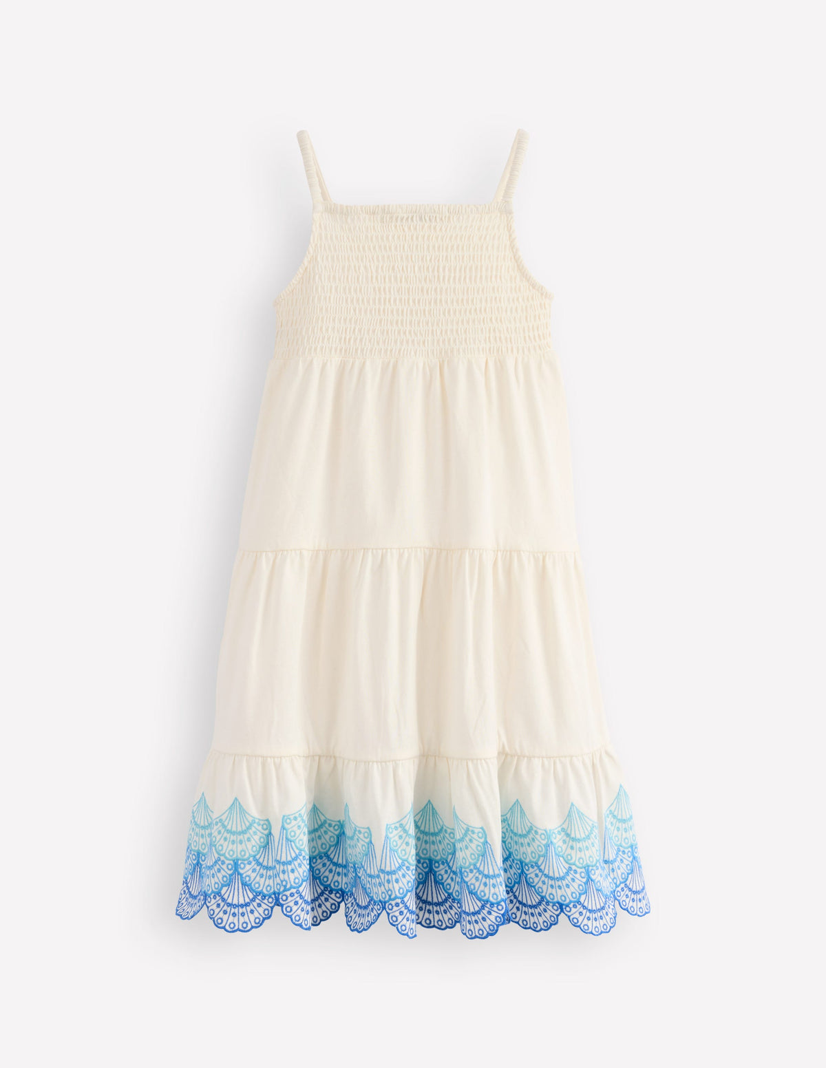 Enza Broderie Hem Jersey Dress-Soft Ivory Shells - Image 2