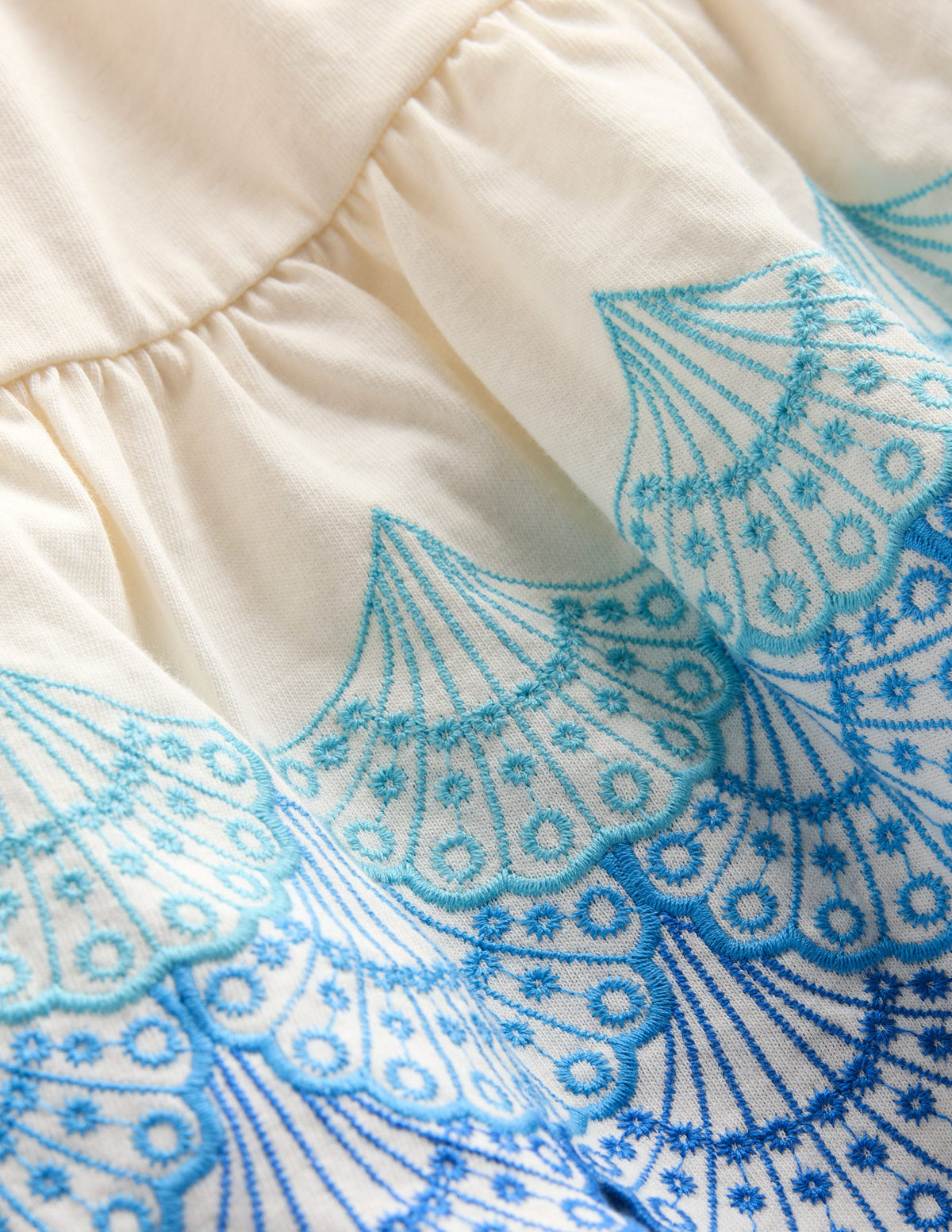 Enza Broderie Hem Jersey Dress-Soft Ivory Shells - Image 3