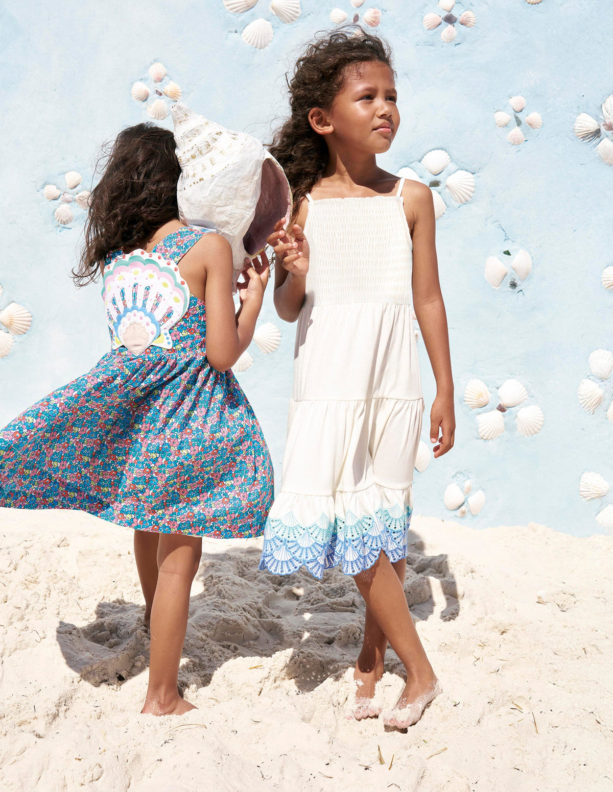 Enza Broderie Hem Jersey Dress-Soft Ivory Shells - Image 4