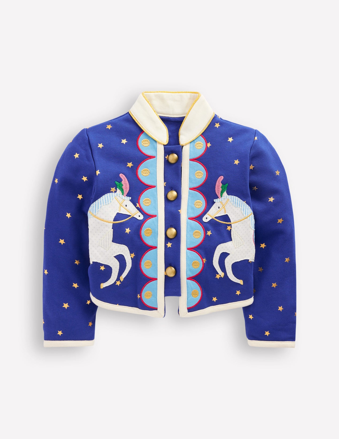 Appliqué Military Jacket-Navy Circus Horses