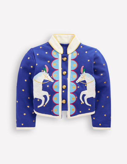 Appliqué Military Jacket-Navy Circus Horses-1
