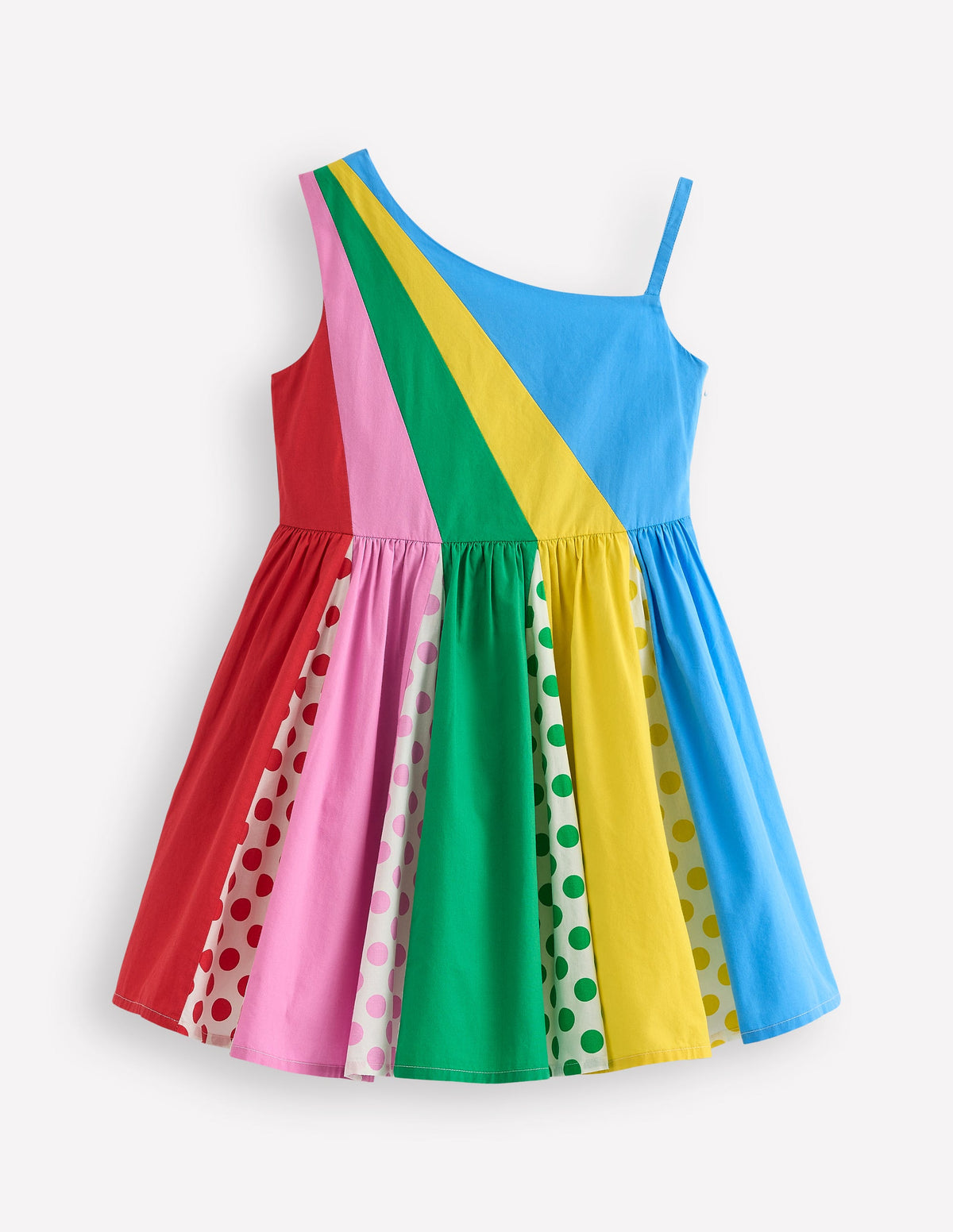 One Shoulder Woven Dress-Multi Spot - Image 1