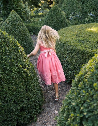 Flower Hem Occasion Dress-Salmon Pink-6